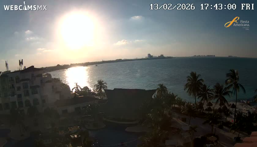 Cancún City Skyline & Carribean Coast from Fiesta Americana Live Cam - Zona Hotelera (Hotel Zone), Cancun, Quintana Roo, Mexico
