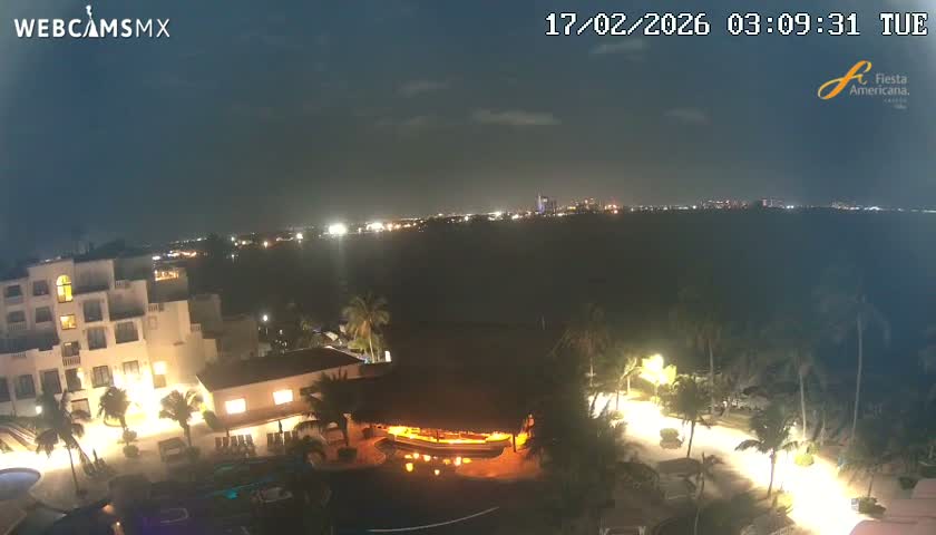 Cancún City Skyline & Carribean Coast from Fiesta Americana Live Cam - Zona Hotelera (Hotel Zone), Cancun, Quintana Roo, Mexico