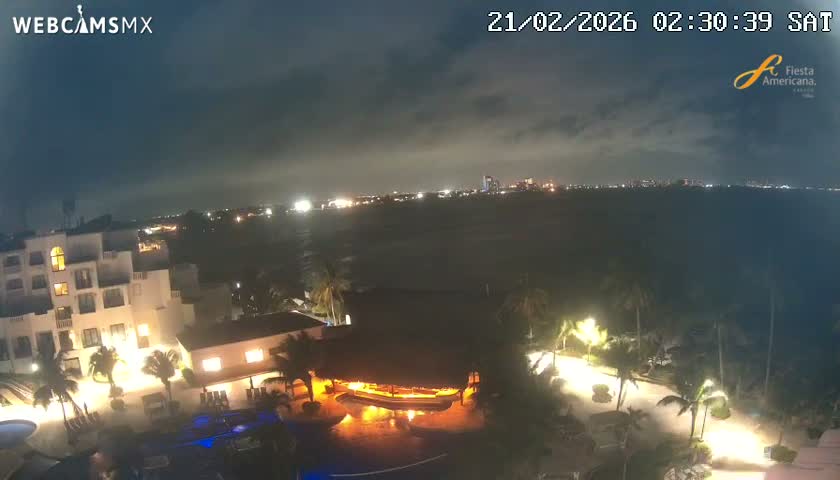 Cancún City Skyline & Carribean Coast from Fiesta Americana Live Cam - Zona Hotelera (Hotel Zone), Cancun, Quintana Roo, Mexico