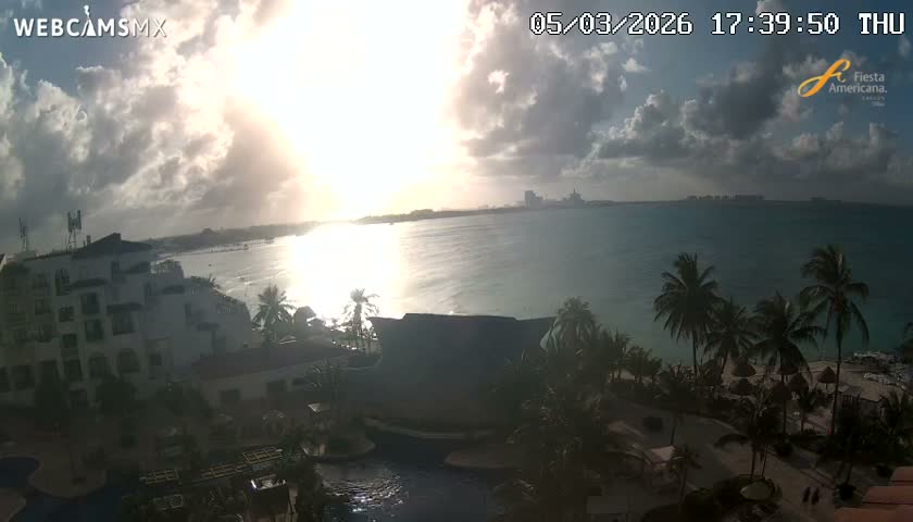 Cancún City Skyline & Carribean Coast from Fiesta Americana Live Cam - Zona Hotelera (Hotel Zone), Cancun, Quintana Roo, Mexico