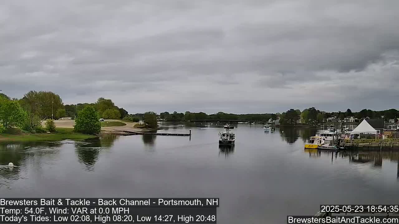 Piscataqua River Back Channel from Brewster's Bait & Tackle Live Cam -  Portsmouth, Rockingham, New Hampshire, USA