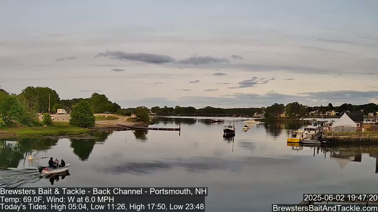 Piscataqua River Back Channel from Brewster's Bait & Tackle Live Cam -  Portsmouth, Rockingham, New Hampshire, USA