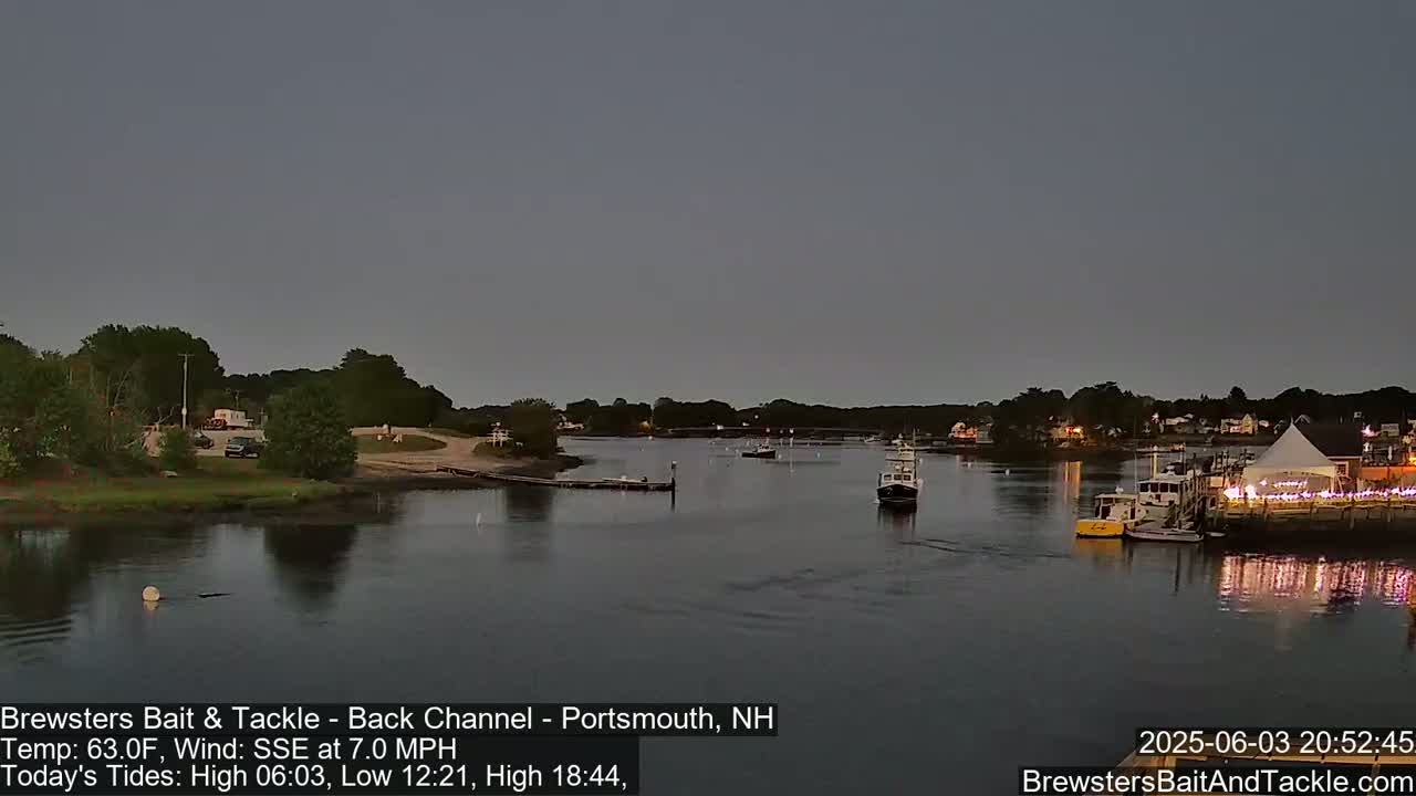 Piscataqua River Back Channel from Brewster's Bait & Tackle Live Cam -  Portsmouth, Rockingham, New Hampshire, USA