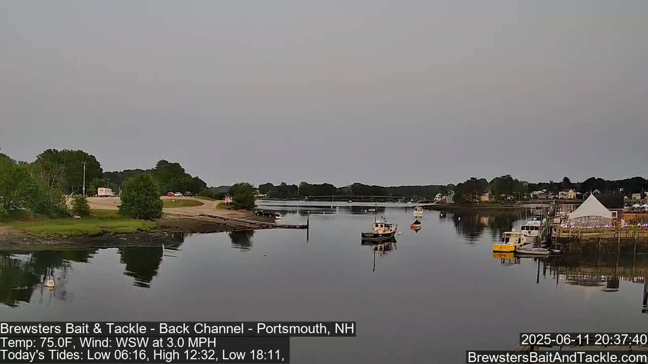Piscataqua River Back Channel from Brewster's Bait & Tackle Live Cam -  Portsmouth, Rockingham, New Hampshire, USA
