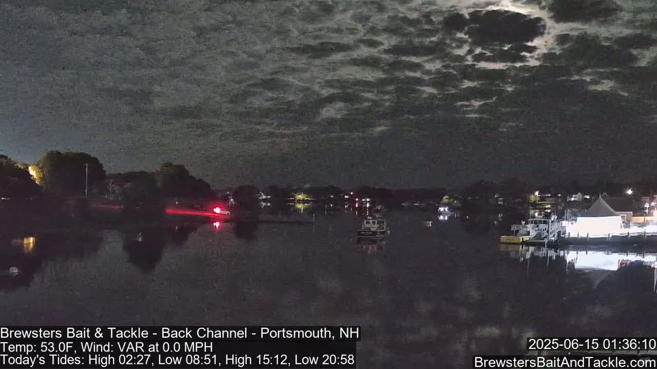 Piscataqua River Back Channel from Brewster's Bait & Tackle Live Cam -  Portsmouth, Rockingham, New Hampshire, USA