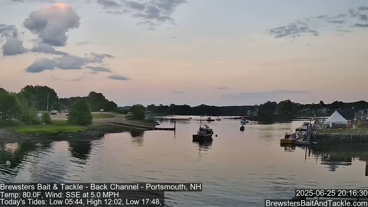 Piscataqua River Back Channel from Brewster's Bait & Tackle Live Cam -  Portsmouth, Rockingham, New Hampshire, USA