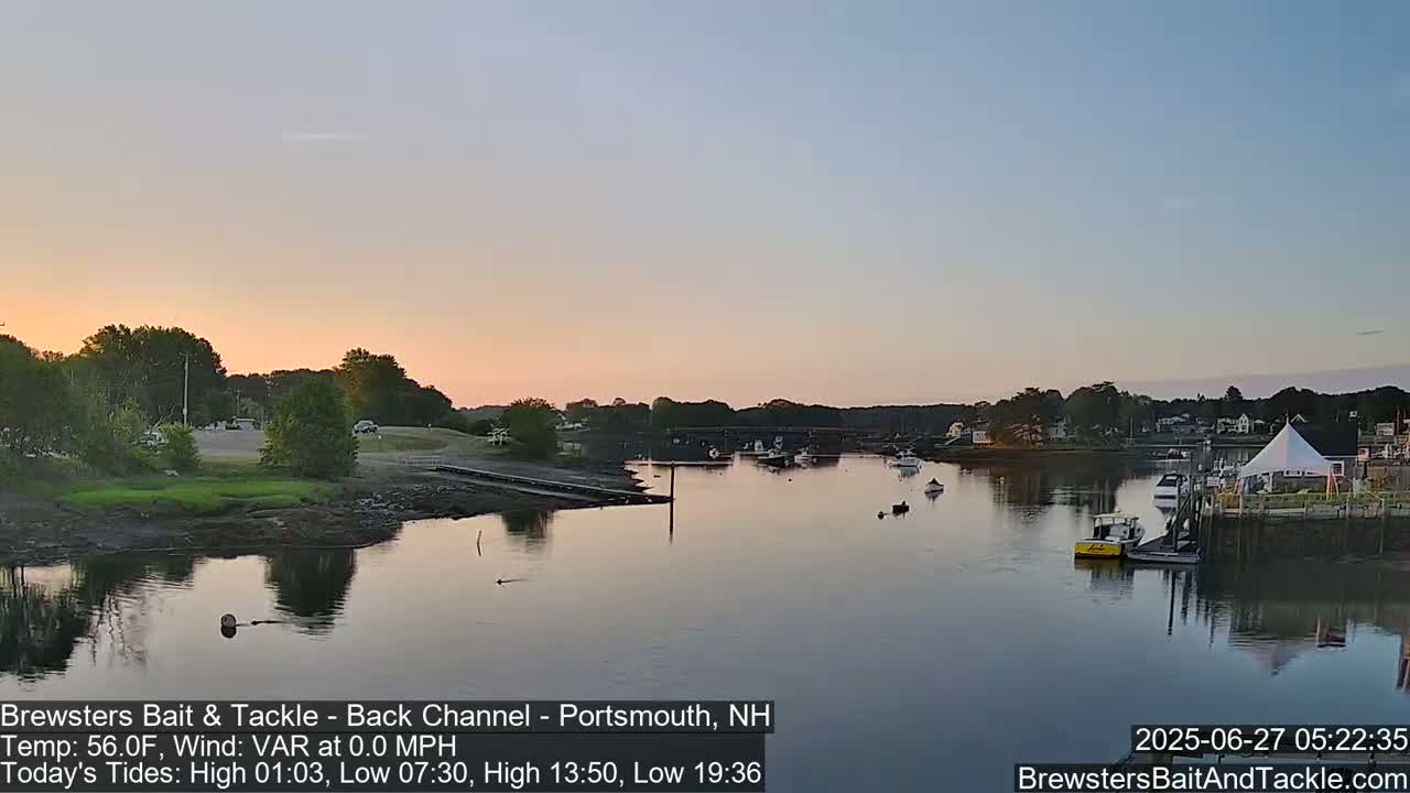 Piscataqua River Back Channel from Brewster's Bait & Tackle Live Cam -  Portsmouth, Rockingham, New Hampshire, USA