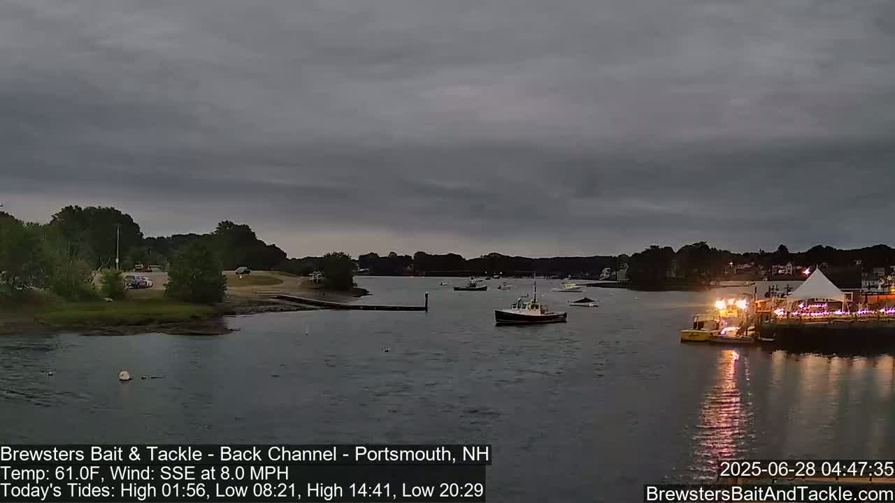 Piscataqua River Back Channel from Brewster's Bait & Tackle Live Cam -  Portsmouth, Rockingham, New Hampshire, USA