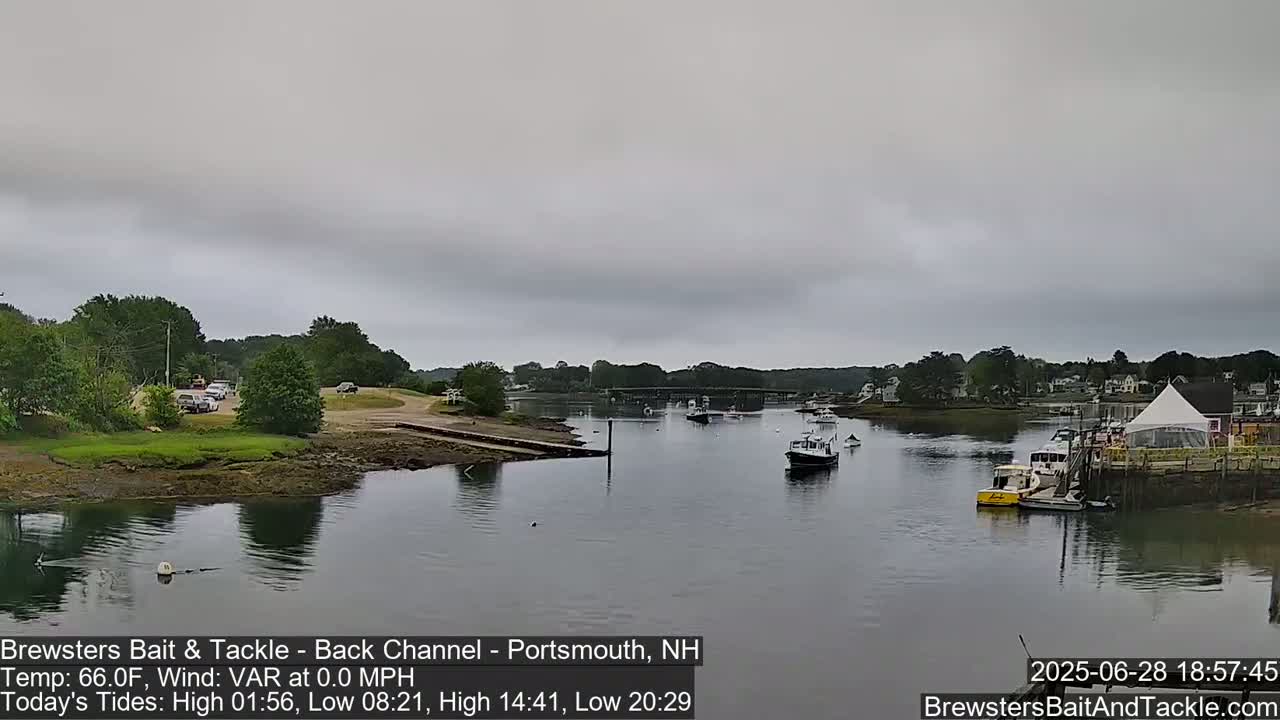 Piscataqua River Back Channel from Brewster's Bait & Tackle Live Cam -  Portsmouth, Rockingham, New Hampshire, USA