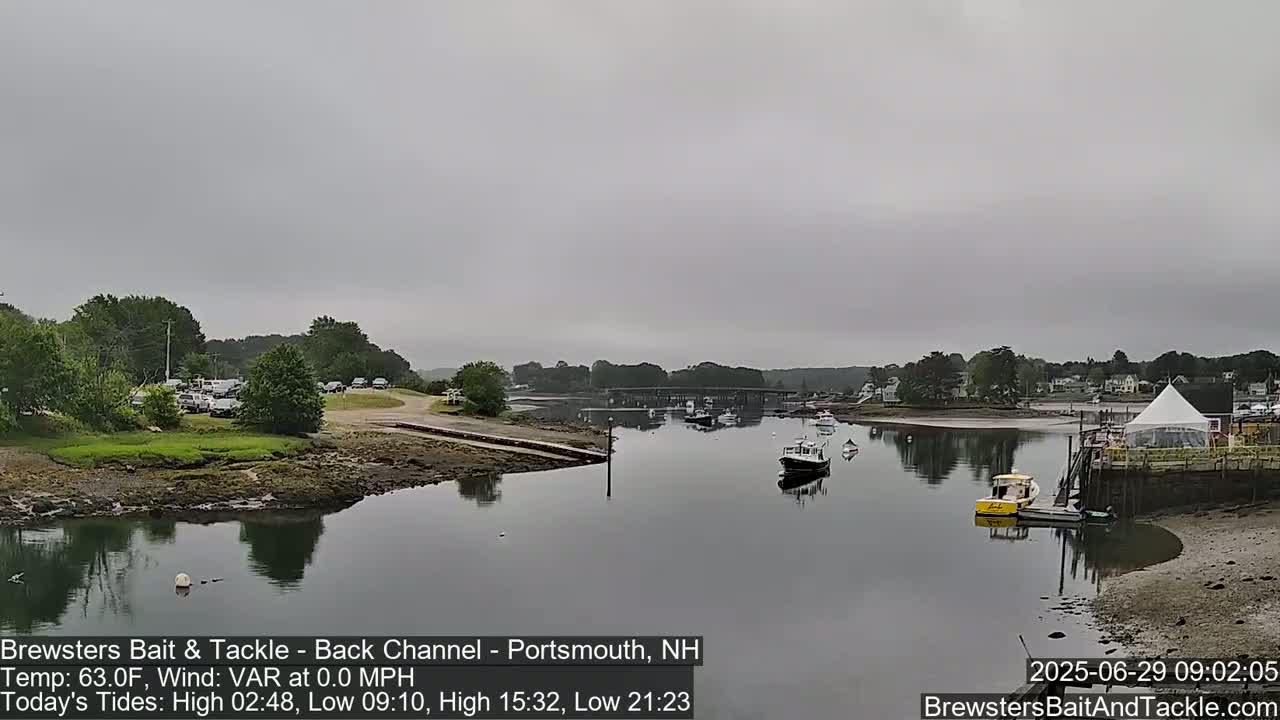 Piscataqua River Back Channel from Brewster's Bait & Tackle Live Cam -  Portsmouth, Rockingham, New Hampshire, USA