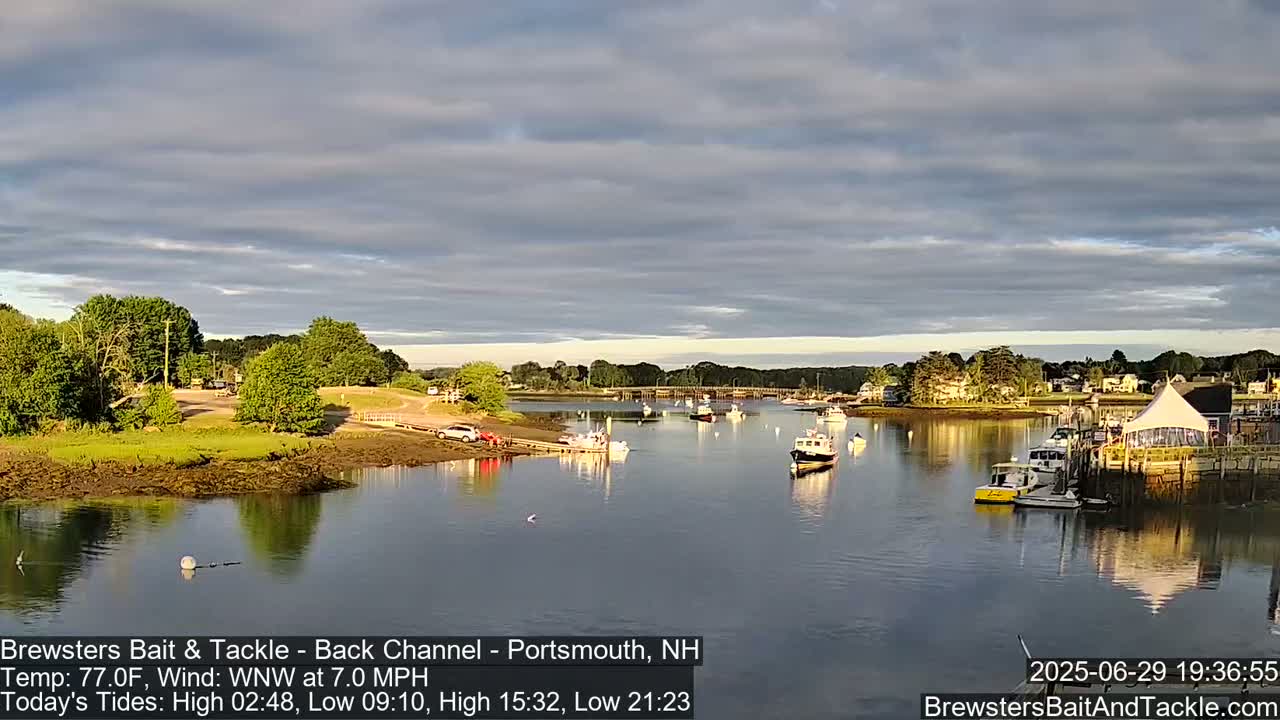 Piscataqua River Back Channel from Brewster's Bait & Tackle Live Cam -  Portsmouth, Rockingham, New Hampshire, USA