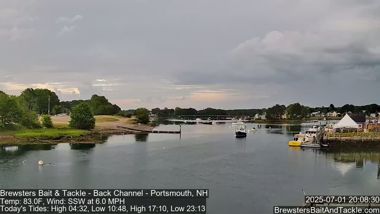 Piscataqua River Back Channel from Brewster's Bait & Tackle Live Cam -  Portsmouth, Rockingham, New Hampshire, USA
