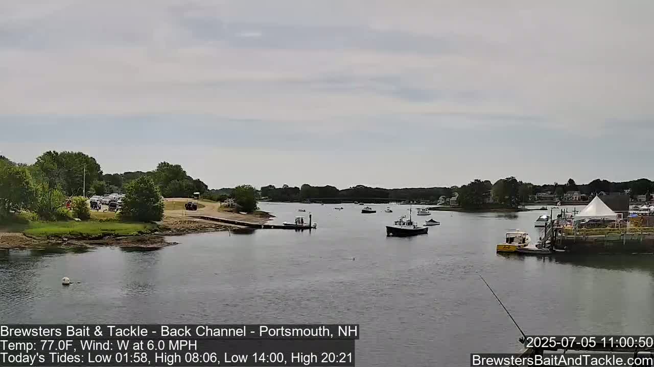 Piscataqua River Back Channel from Brewster's Bait & Tackle Live Cam -  Portsmouth, Rockingham, New Hampshire, USA