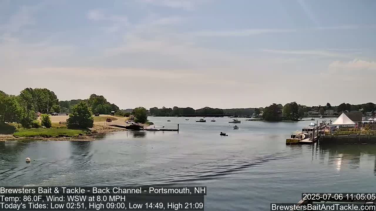 Piscataqua River Back Channel from Brewster's Bait & Tackle Live Cam -  Portsmouth, Rockingham, New Hampshire, USA
