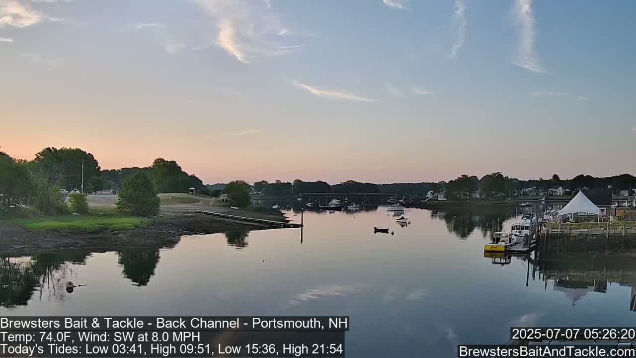Piscataqua River Back Channel from Brewster's Bait & Tackle Live Cam -  Portsmouth, Rockingham, New Hampshire, USA
