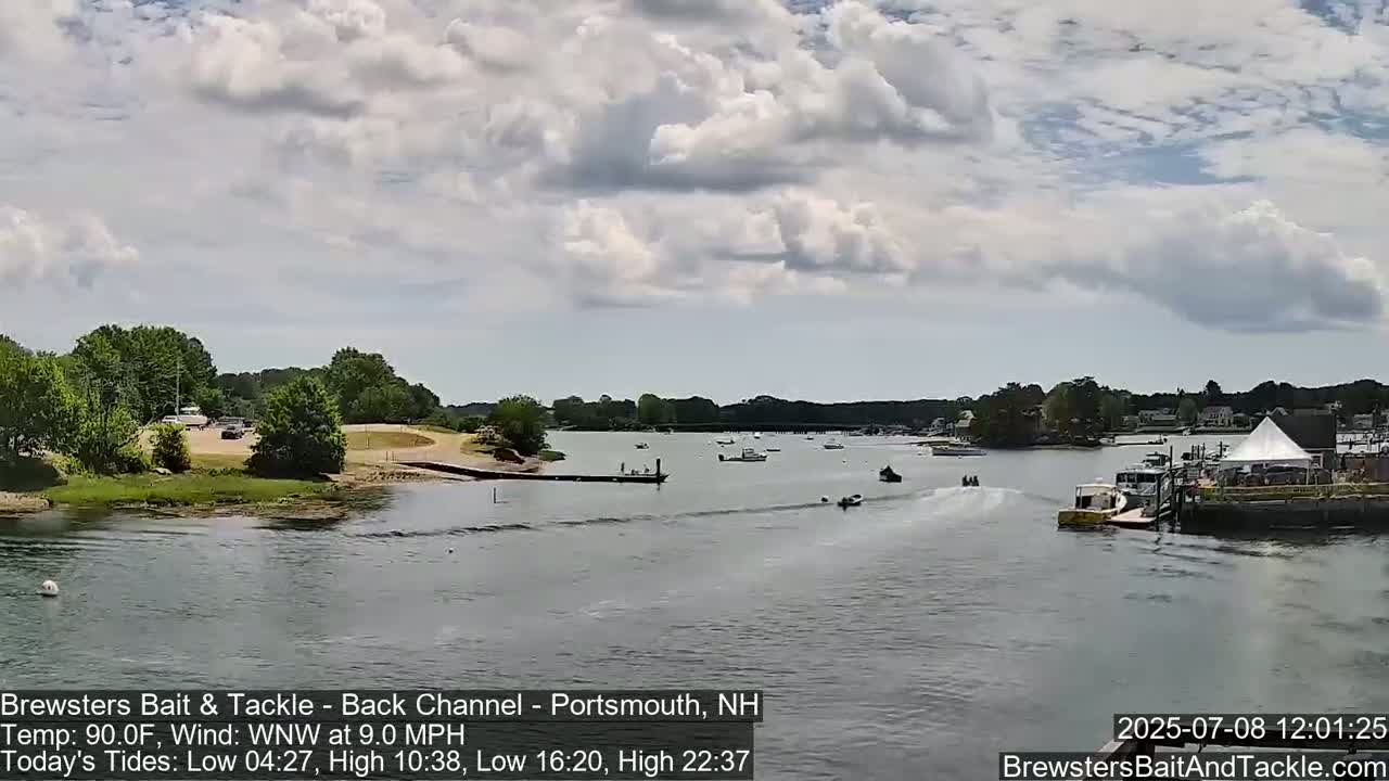 Piscataqua River Back Channel from Brewster's Bait & Tackle Live Cam -  Portsmouth, Rockingham, New Hampshire, USA