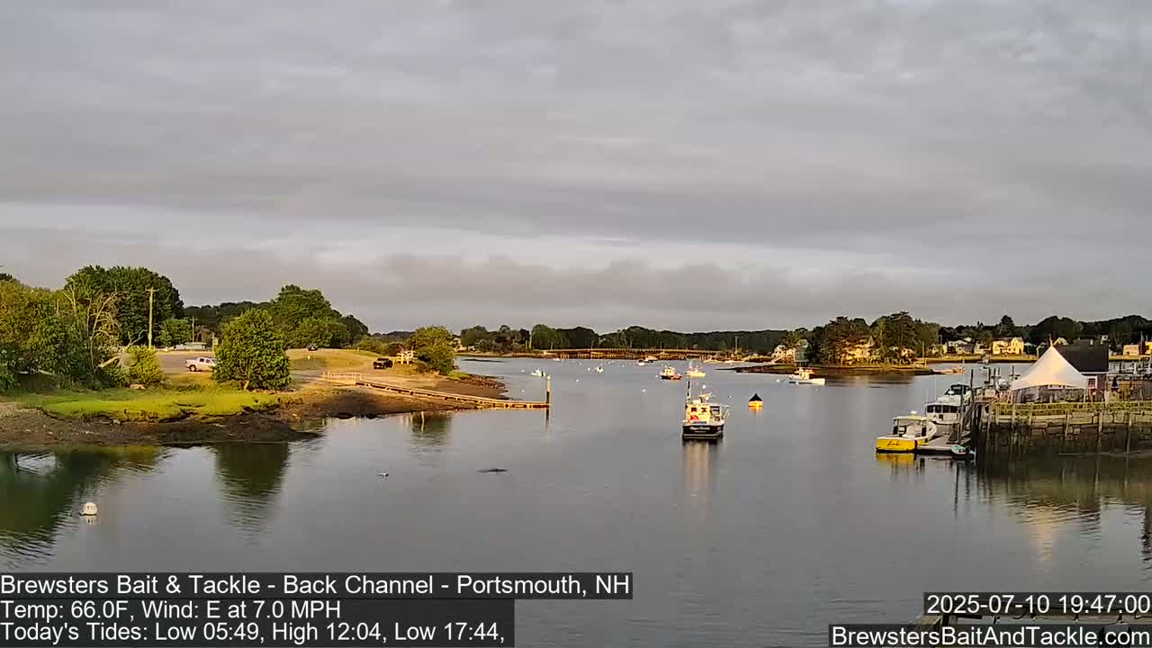 Piscataqua River Back Channel from Brewster's Bait & Tackle Live Cam -  Portsmouth, Rockingham, New Hampshire, USA
