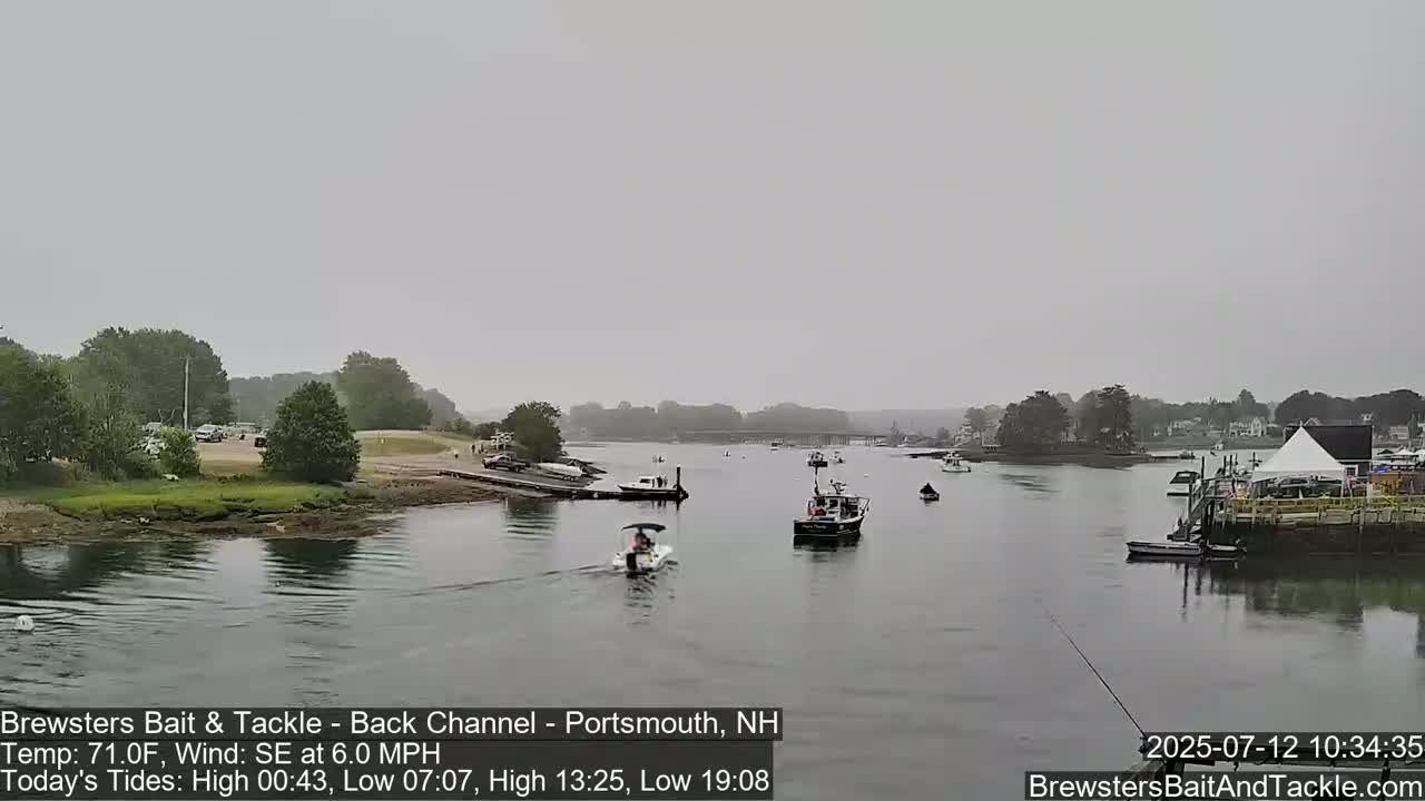 Piscataqua River Back Channel from Brewster's Bait & Tackle Live Cam -  Portsmouth, Rockingham, New Hampshire, USA