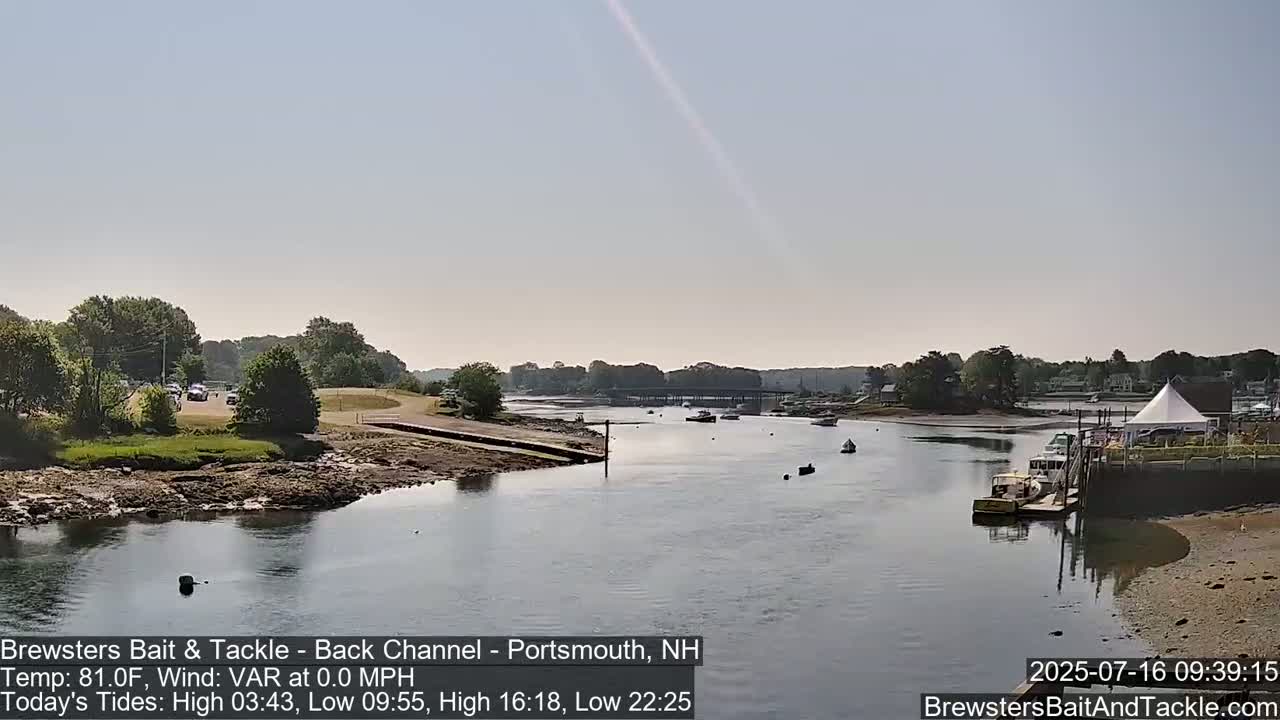Piscataqua River Back Channel from Brewster's Bait & Tackle Live Cam -  Portsmouth, Rockingham, New Hampshire, USA