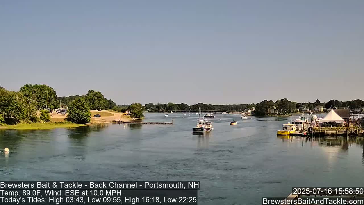 Piscataqua River Back Channel from Brewster's Bait & Tackle Live Cam -  Portsmouth, Rockingham, New Hampshire, USA