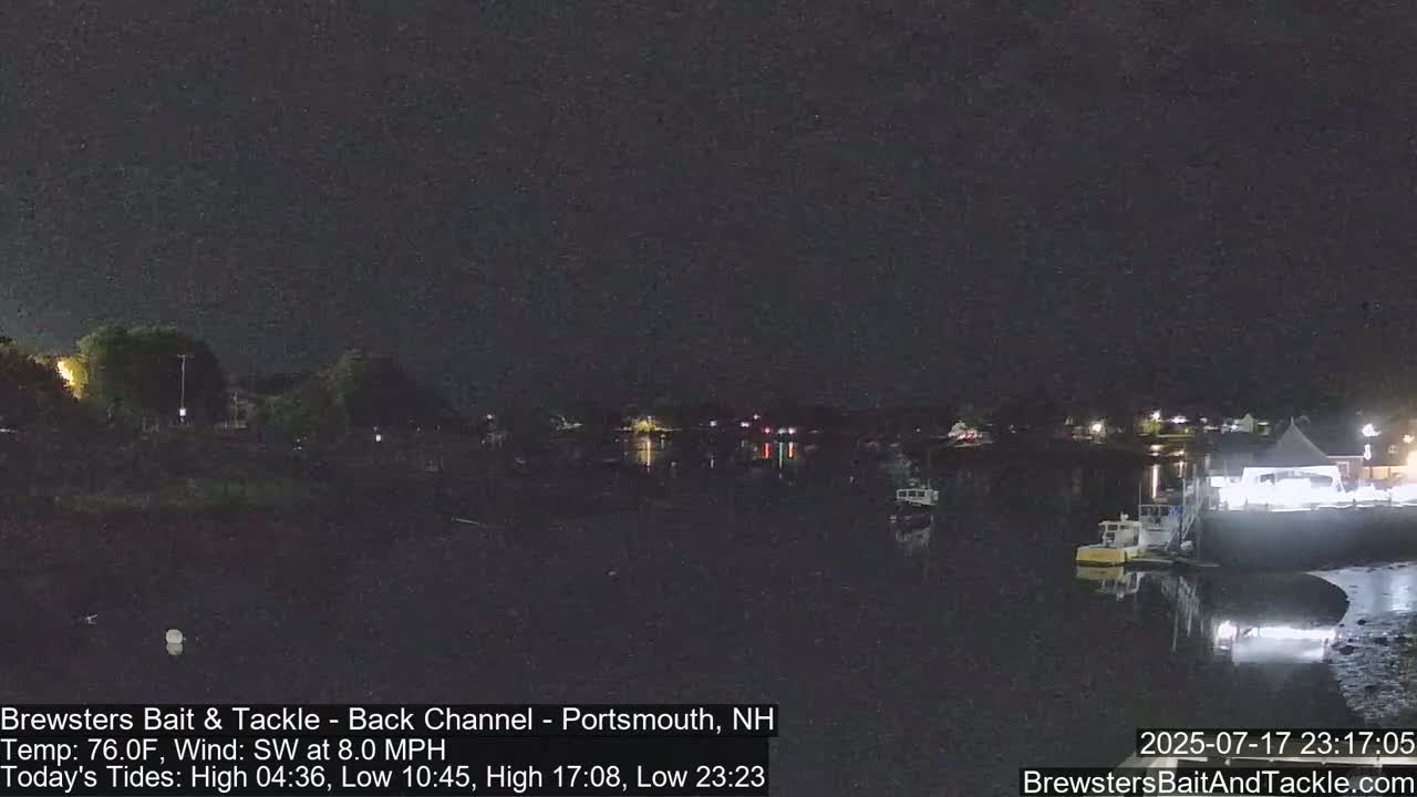 Piscataqua River Back Channel from Brewster's Bait & Tackle Live Cam -  Portsmouth, Rockingham, New Hampshire, USA