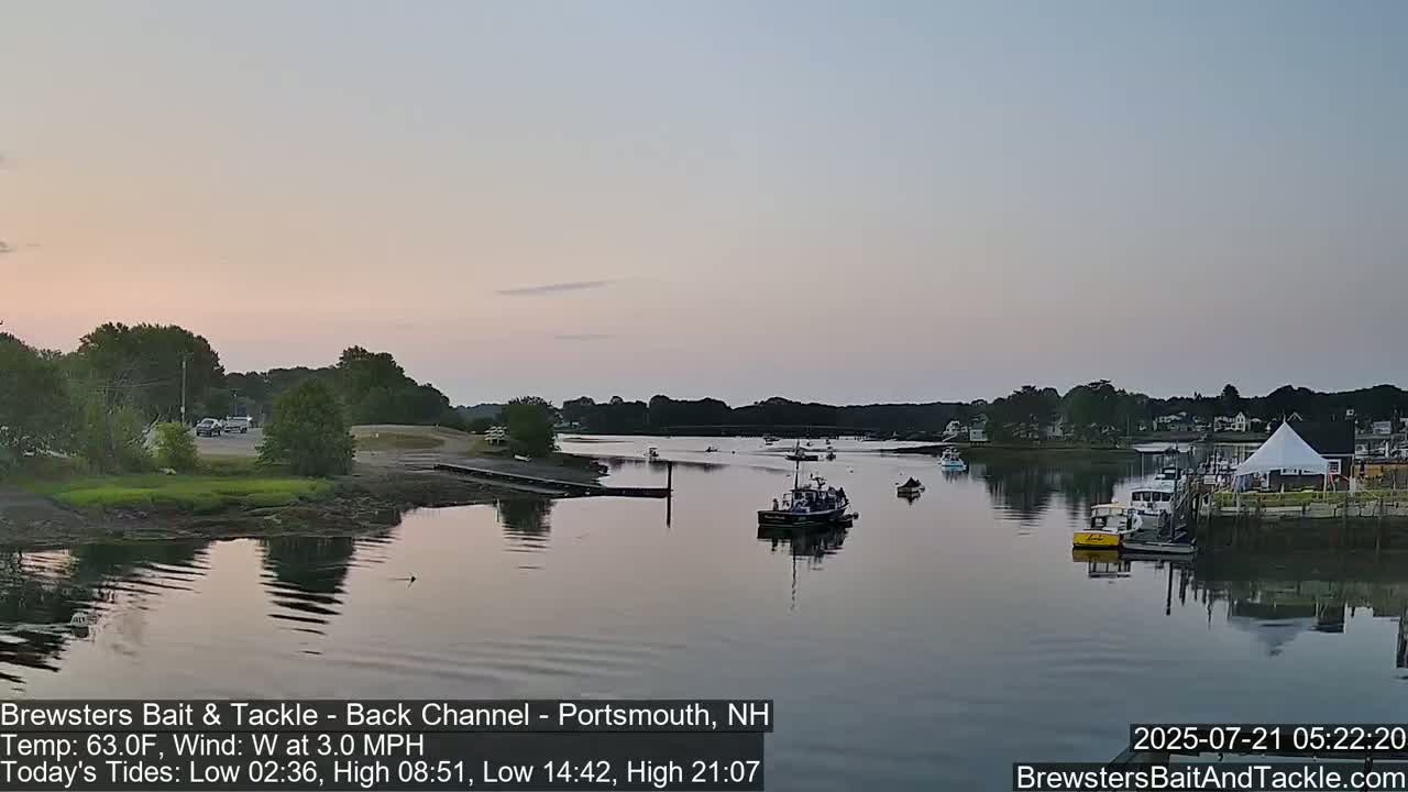 Piscataqua River Back Channel from Brewster's Bait & Tackle Live Cam -  Portsmouth, Rockingham, New Hampshire, USA