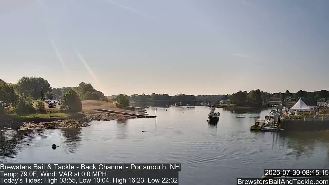 Piscataqua River Back Channel from Brewster's Bait & Tackle Live Cam -  Portsmouth, Rockingham, New Hampshire, USA