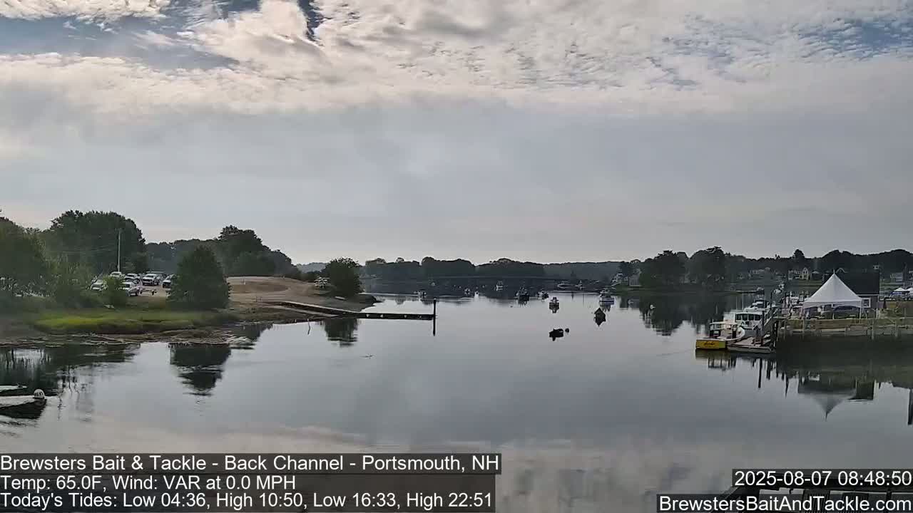 Piscataqua River Back Channel from Brewster's Bait & Tackle Live Cam -  Portsmouth, Rockingham, New Hampshire, USA