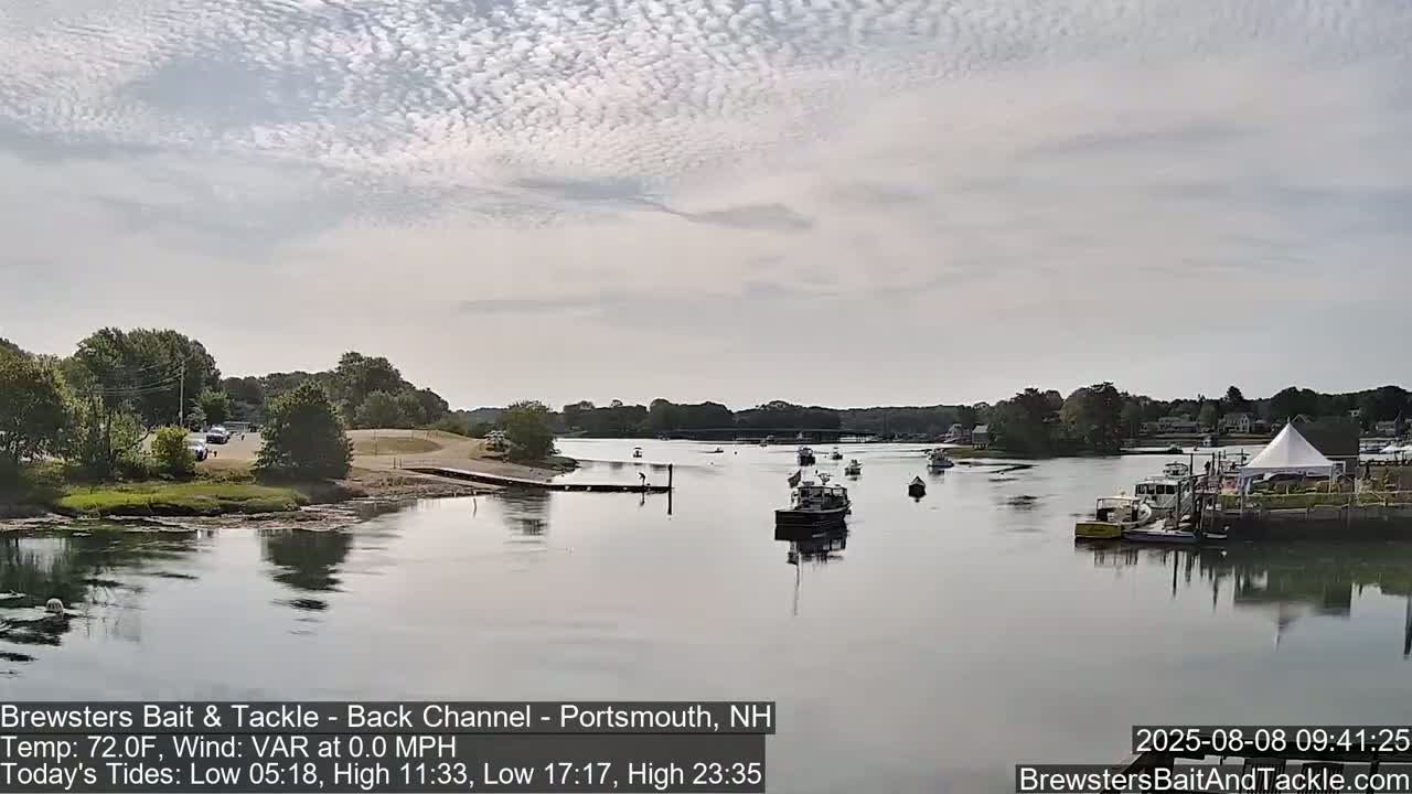 Piscataqua River Back Channel from Brewster's Bait & Tackle Live Cam -  Portsmouth, Rockingham, New Hampshire, USA