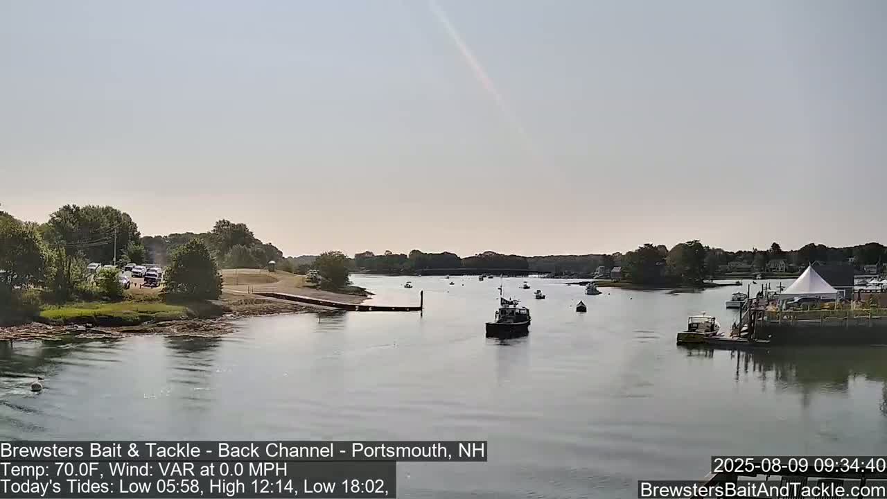 Piscataqua River Back Channel from Brewster's Bait & Tackle Live Cam -  Portsmouth, Rockingham, New Hampshire, USA