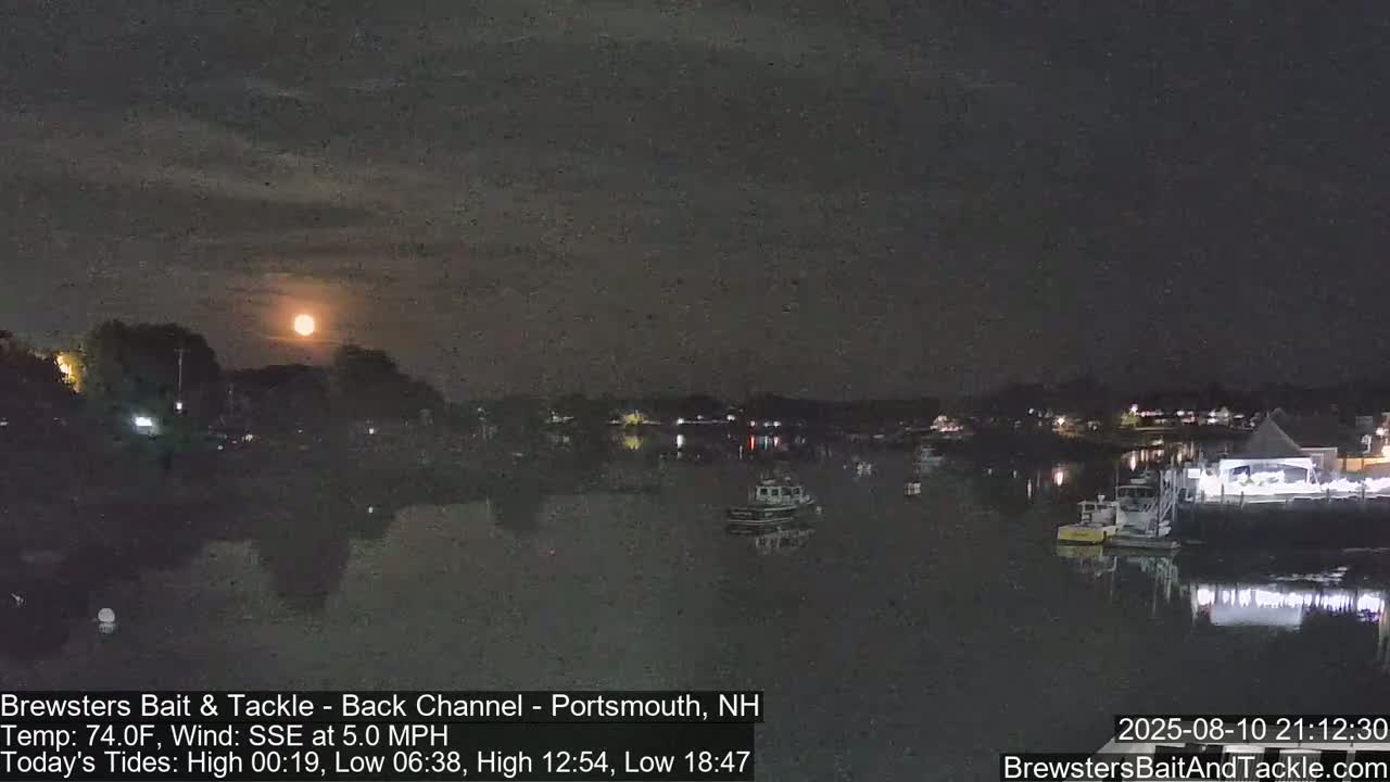 Piscataqua River Back Channel from Brewster's Bait & Tackle Live Cam -  Portsmouth, Rockingham, New Hampshire, USA