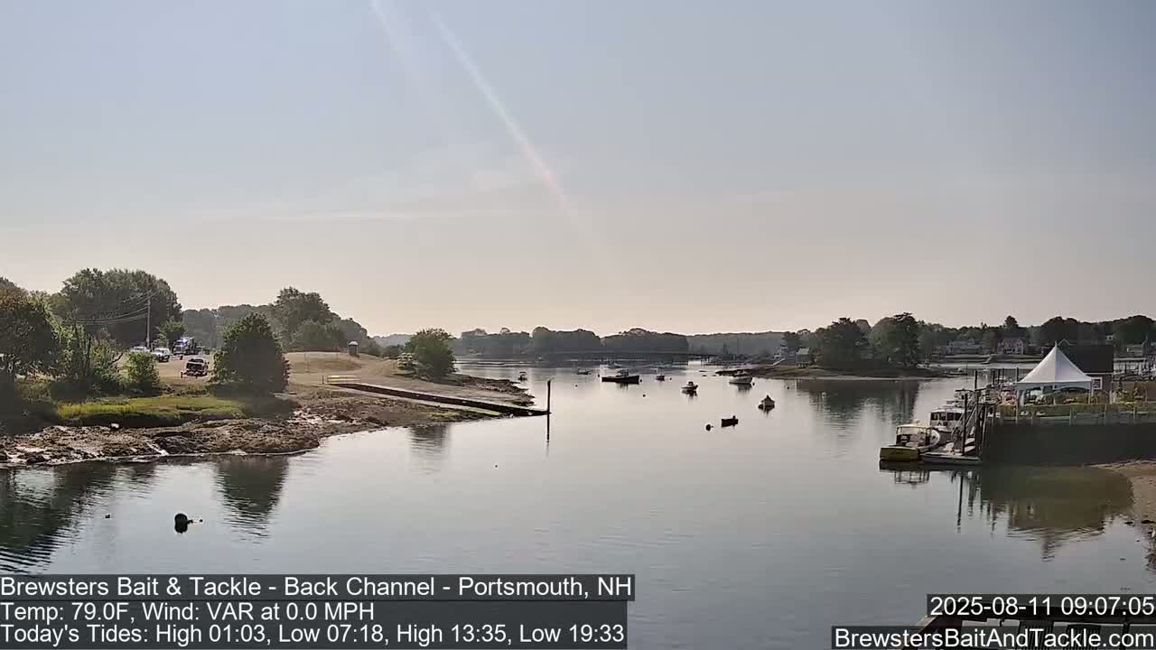 Piscataqua River Back Channel from Brewster's Bait & Tackle Live Cam -  Portsmouth, Rockingham, New Hampshire, USA
