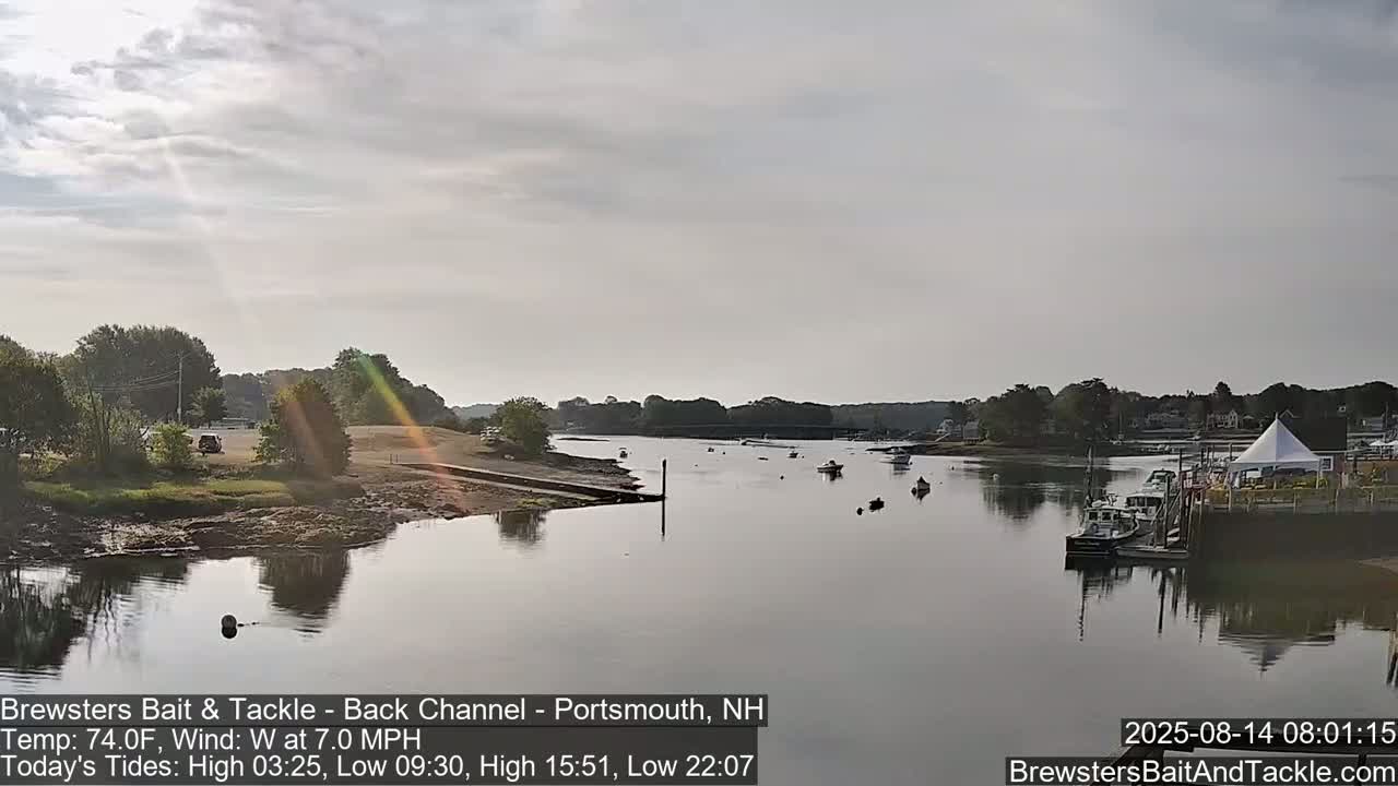 Piscataqua River Back Channel from Brewster's Bait & Tackle Live Cam -  Portsmouth, Rockingham, New Hampshire, USA