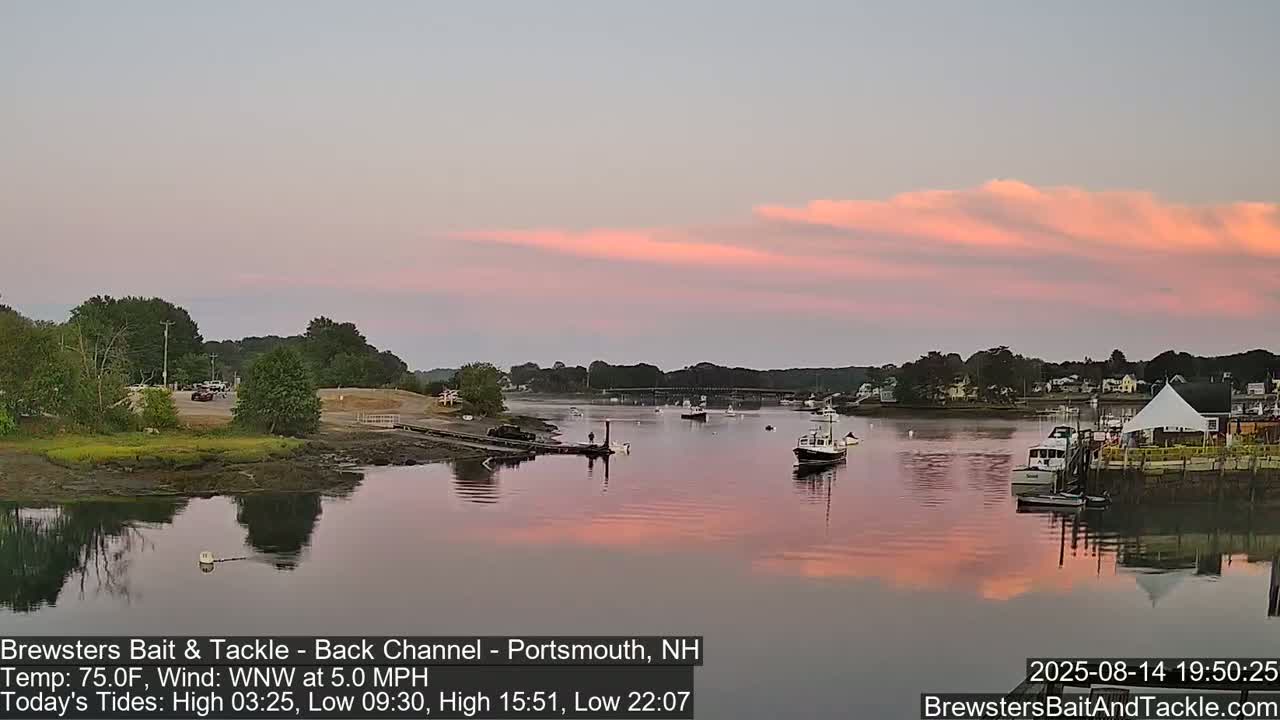 Piscataqua River Back Channel from Brewster's Bait & Tackle Live Cam -  Portsmouth, Rockingham, New Hampshire, USA