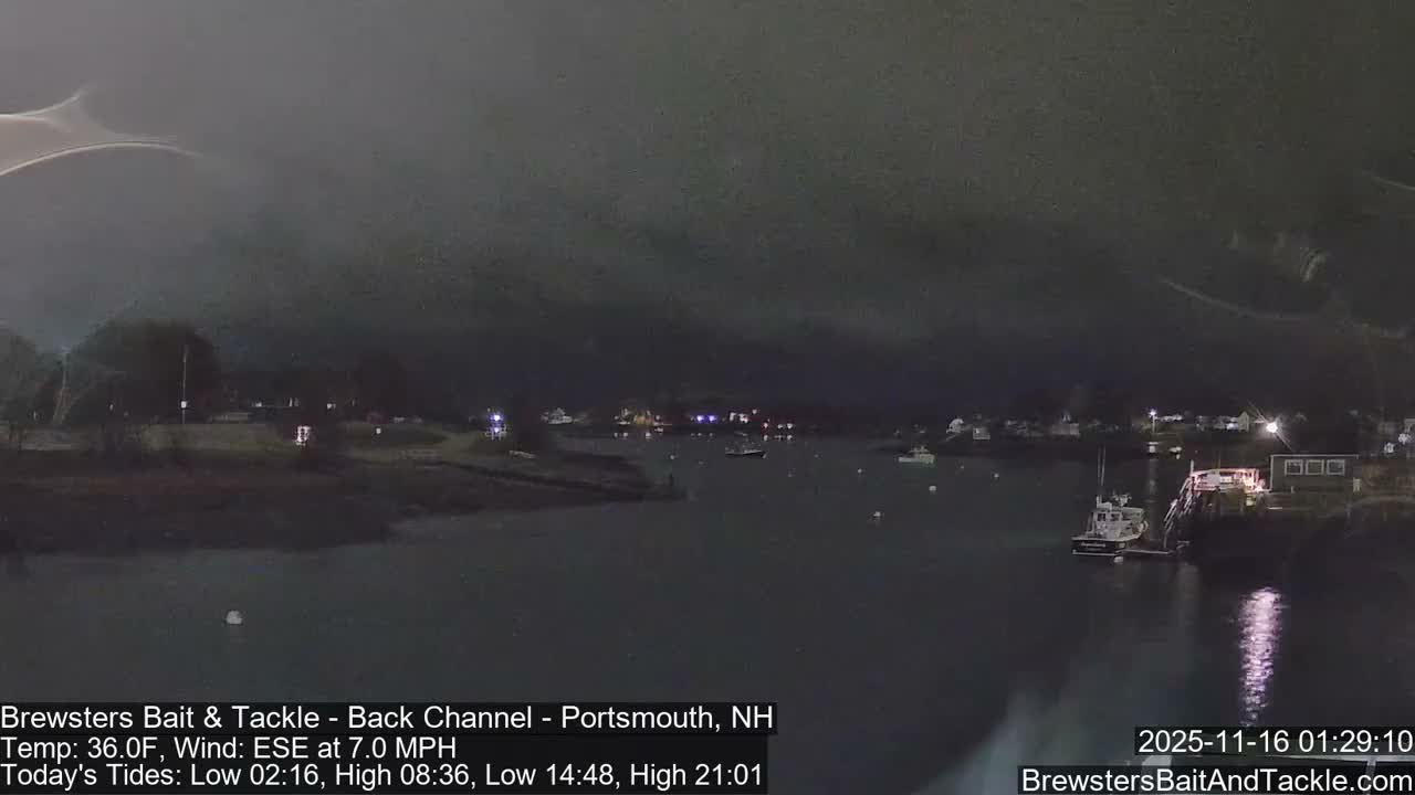 Piscataqua River Back Channel from Brewster's Bait & Tackle Live Cam -  Portsmouth, Rockingham, New Hampshire, USA