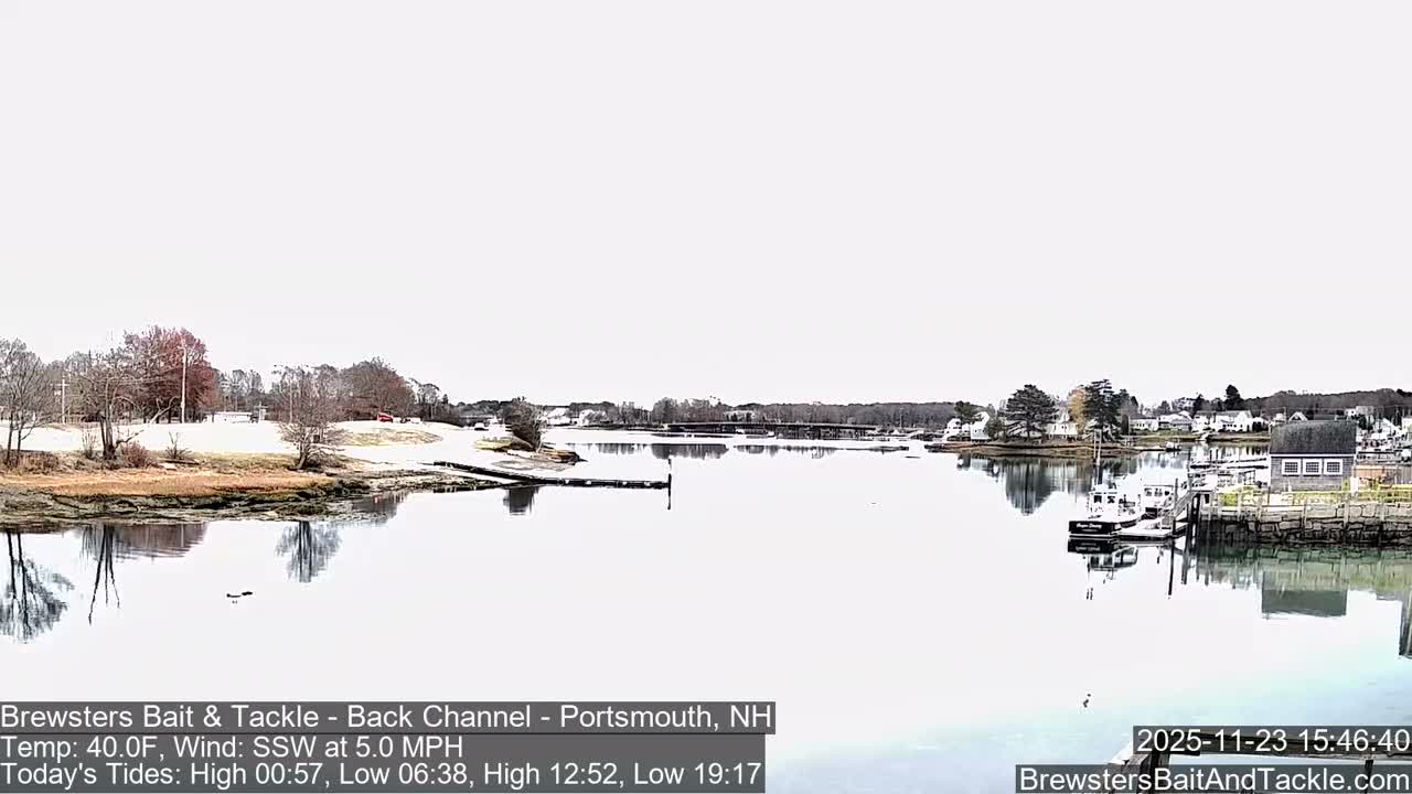 Piscataqua River Back Channel from Brewster's Bait & Tackle Live Cam -  Portsmouth, Rockingham, New Hampshire, USA
