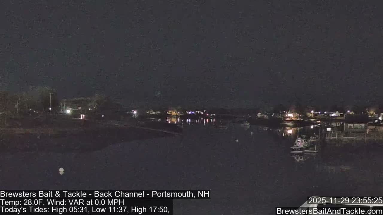 Piscataqua River Back Channel from Brewster's Bait & Tackle Live Cam -  Portsmouth, Rockingham, New Hampshire, USA