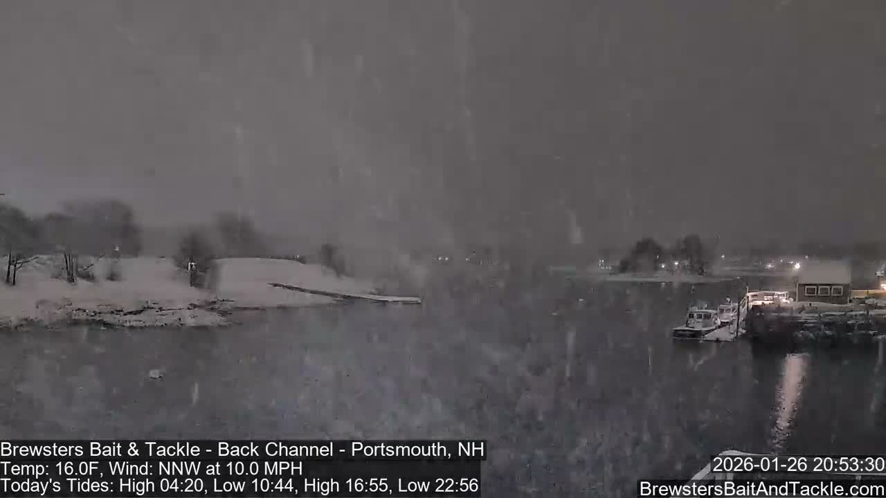Piscataqua River Back Channel from Brewster's Bait & Tackle Live Cam -  Portsmouth, Rockingham, New Hampshire, USA