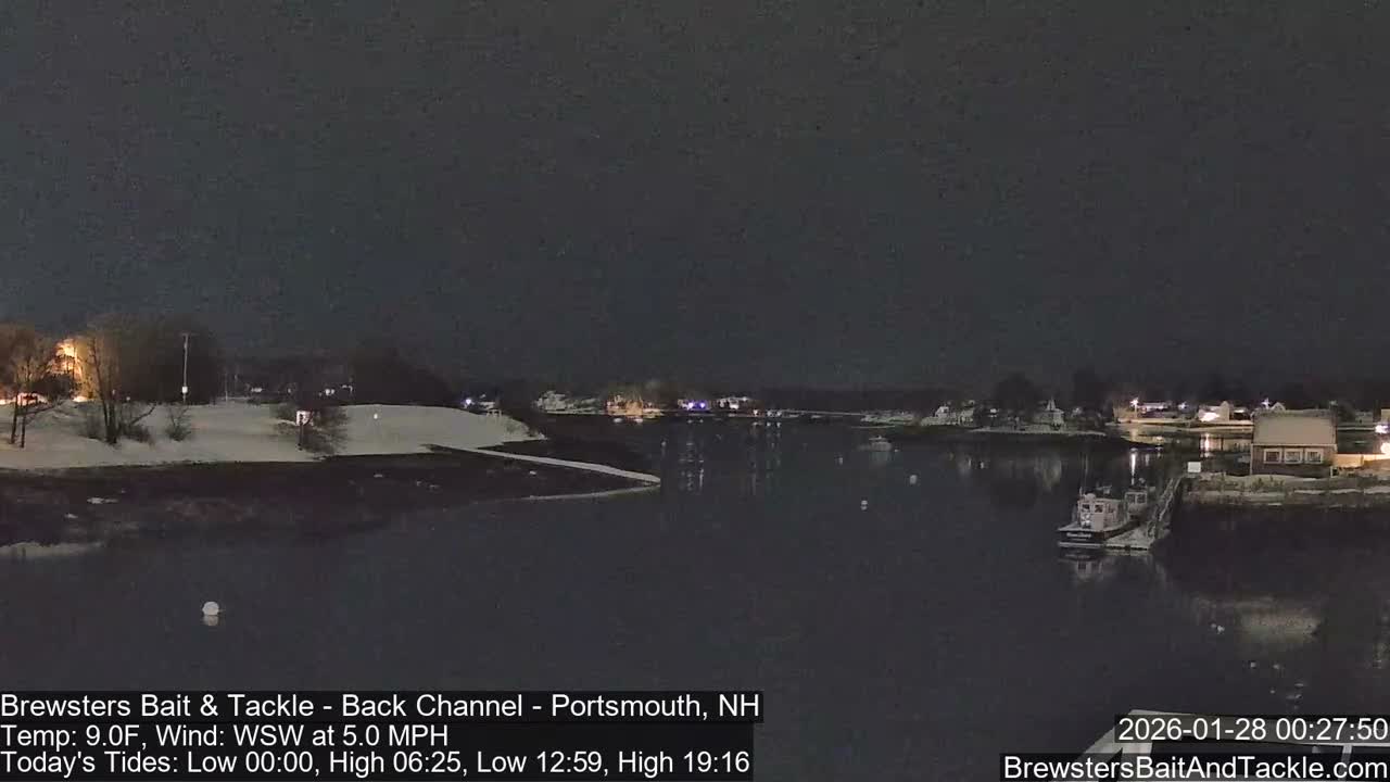 Piscataqua River Back Channel from Brewster's Bait & Tackle Live Cam -  Portsmouth, Rockingham, New Hampshire, USA
