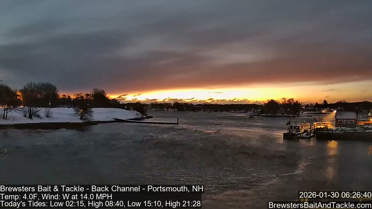 Piscataqua River Back Channel from Brewster's Bait & Tackle Live Cam -  Portsmouth, Rockingham, New Hampshire, USA