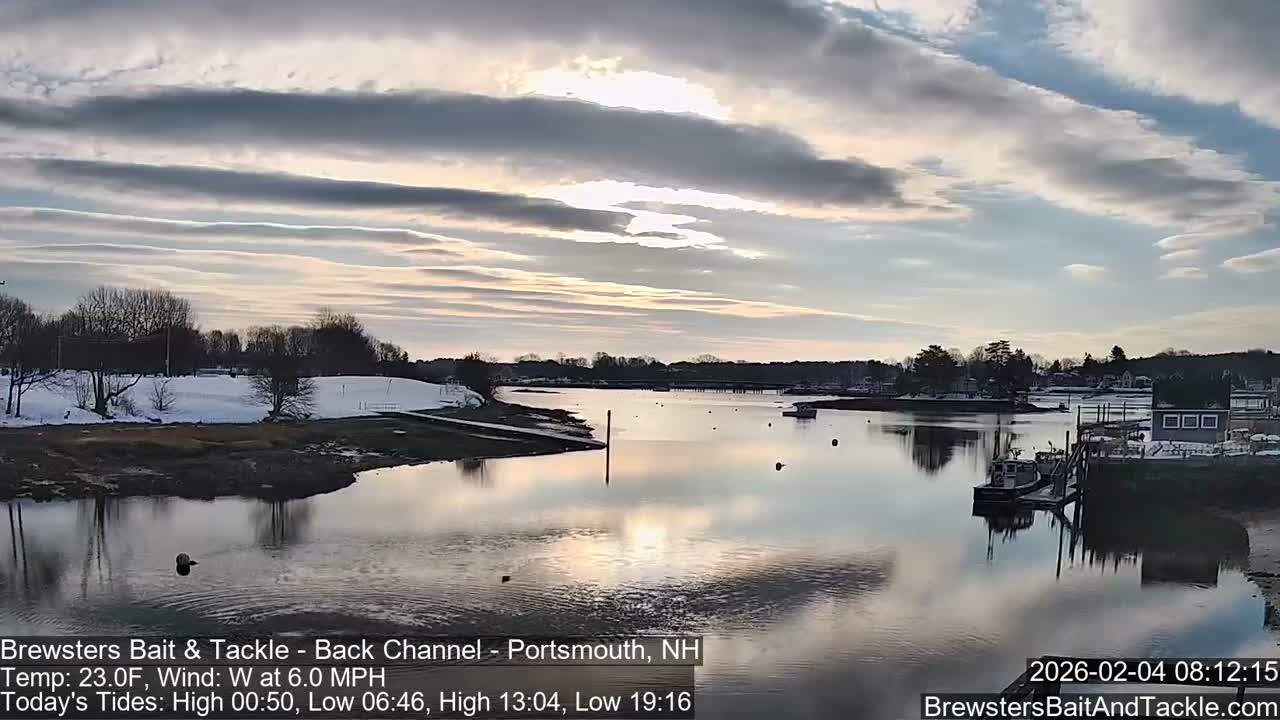 Piscataqua River Back Channel from Brewster's Bait & Tackle Live Cam -  Portsmouth, Rockingham, New Hampshire, USA
