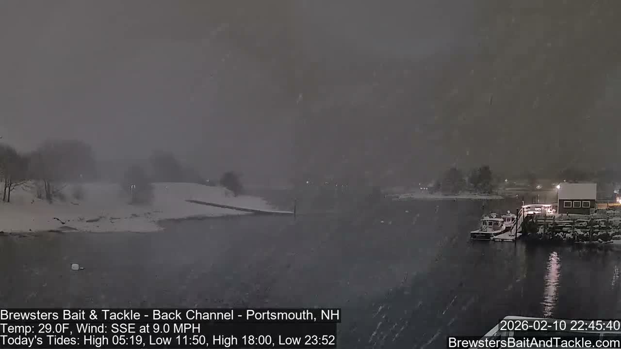 Piscataqua River Back Channel from Brewster's Bait & Tackle Live Cam -  Portsmouth, Rockingham, New Hampshire, USA