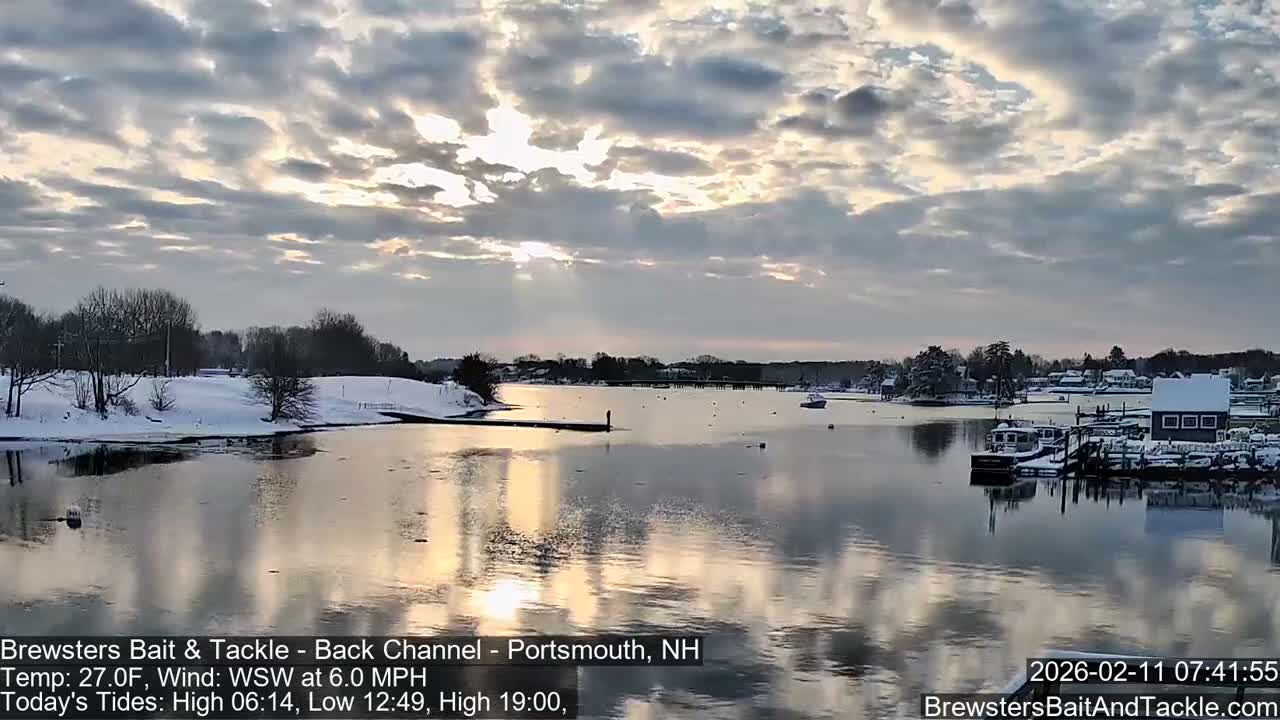 Piscataqua River Back Channel from Brewster's Bait & Tackle Live Cam -  Portsmouth, Rockingham, New Hampshire, USA
