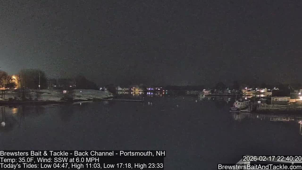 Piscataqua River Back Channel from Brewster's Bait & Tackle Live Cam -  Portsmouth, Rockingham, New Hampshire, USA