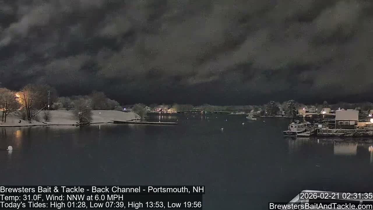 Piscataqua River Back Channel from Brewster's Bait & Tackle Live Cam -  Portsmouth, Rockingham, New Hampshire, USA
