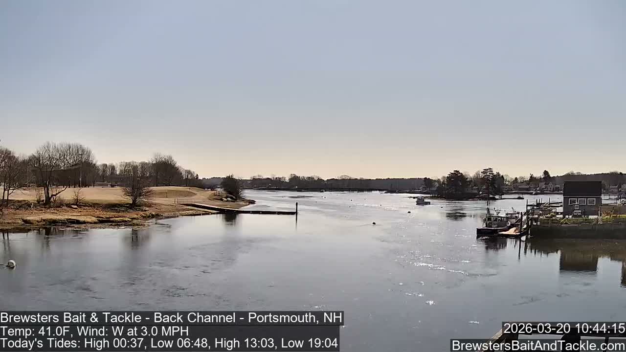 Piscataqua River Back Channel from Brewster's Bait & Tackle Live Cam -  Portsmouth, Rockingham, New Hampshire, USA