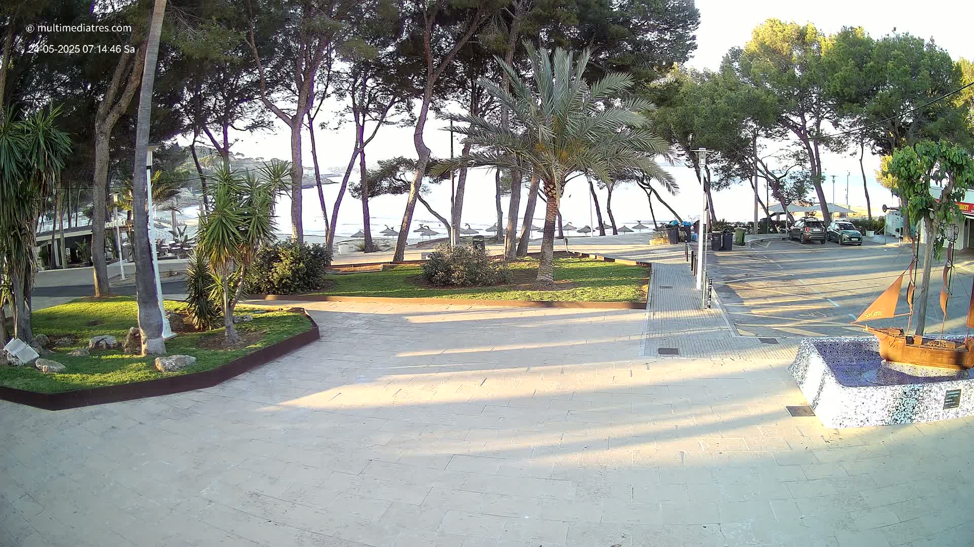 Peguera, Platja Gran de Tora Beach  Playa 5 Live Cam - Sierra de Tramontana, Mallorca, Islas Baleares (Balearic Islands), Spain