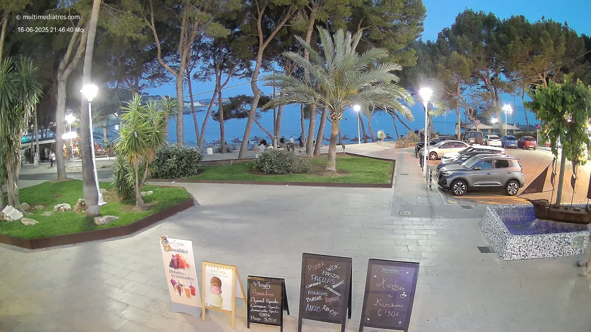 Peguera, Platja Gran de Tora Beach  Playa 5 Live Cam - Sierra de Tramontana, Mallorca, Islas Baleares (Balearic Islands), Spain