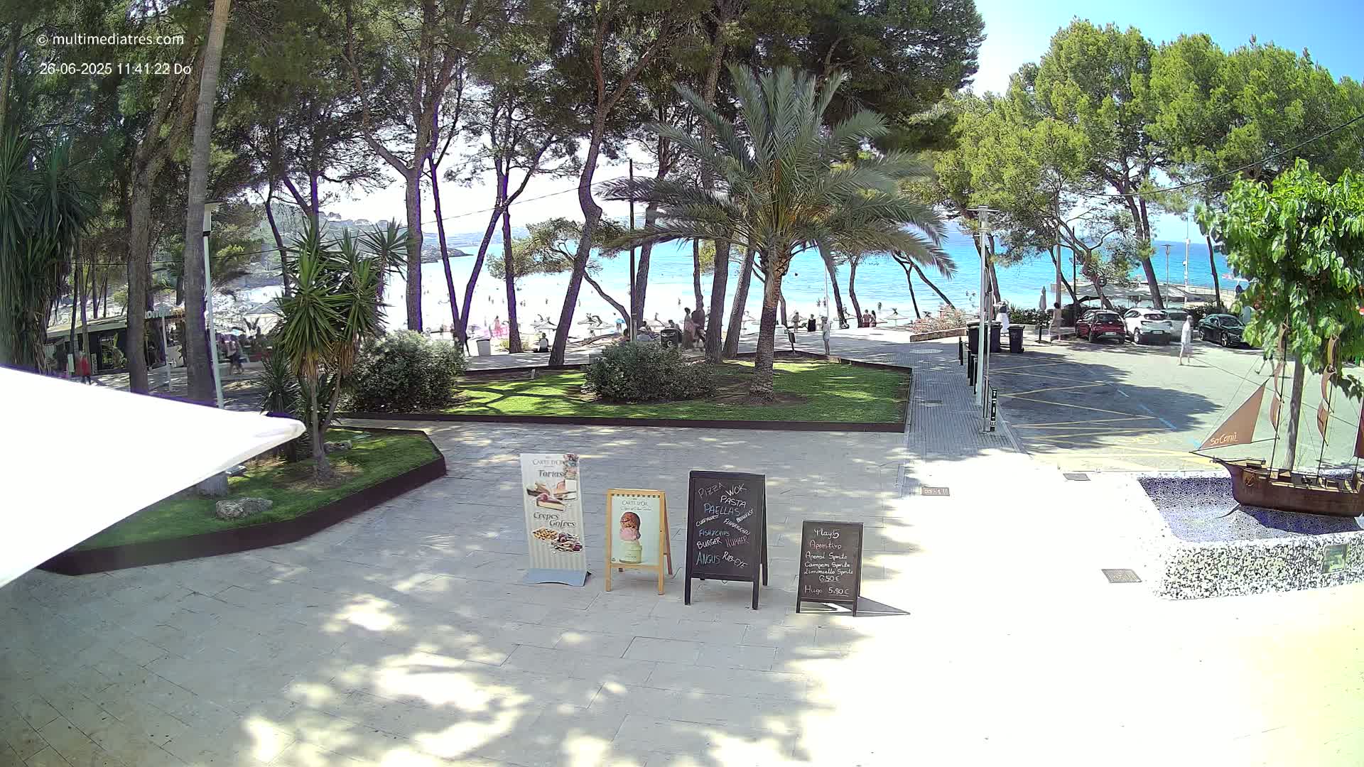 Peguera, Platja Gran de Tora Beach  Playa 5 Live Cam - Sierra de Tramontana, Mallorca, Islas Baleares (Balearic Islands), Spain