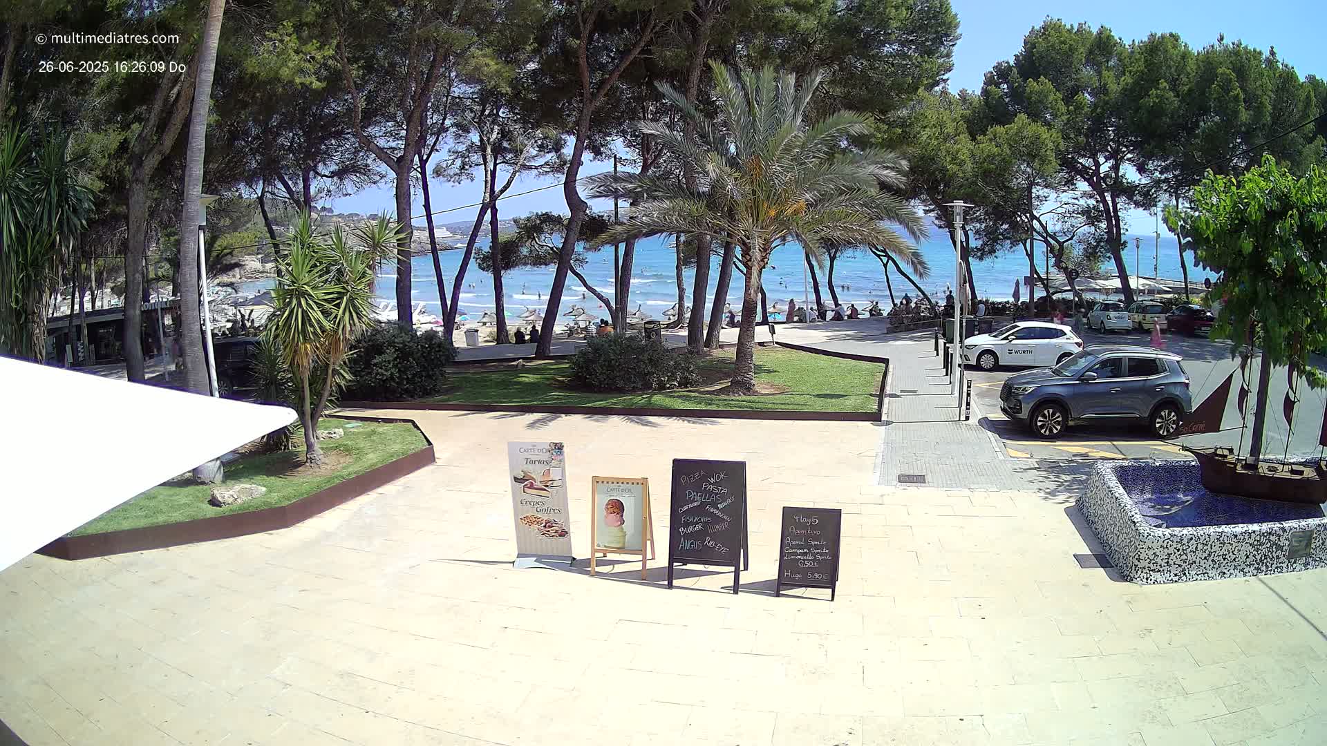 Peguera, Platja Gran de Tora Beach  Playa 5 Live Cam - Sierra de Tramontana, Mallorca, Islas Baleares (Balearic Islands), Spain